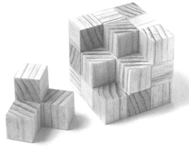 Somawürfel Puzzlespiel aus Lärchenholz